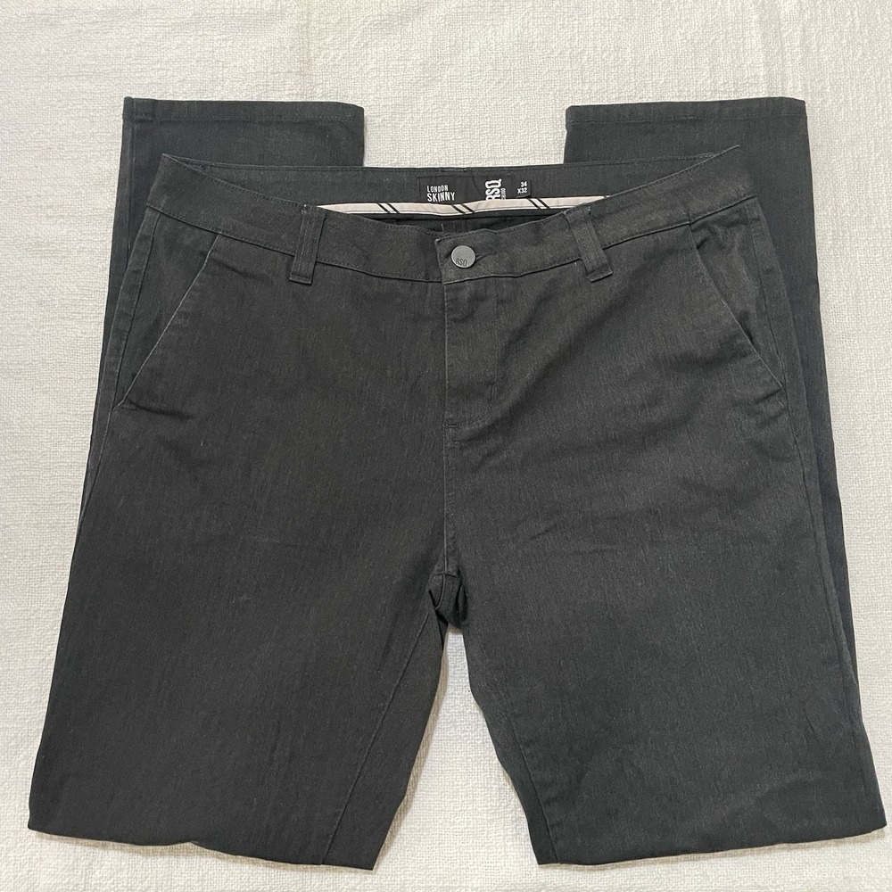 RSQ London Black Gray Skinny Jeans‎ Pants Modern Modern Classic Men's 34x32 EUC
